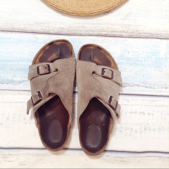 Birkenstock Shoes - BIRKENSTOCK Zurich Suede Leather Taupe Sandals